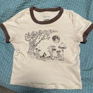 PacSun Beige and Brown Graphic Crop Top